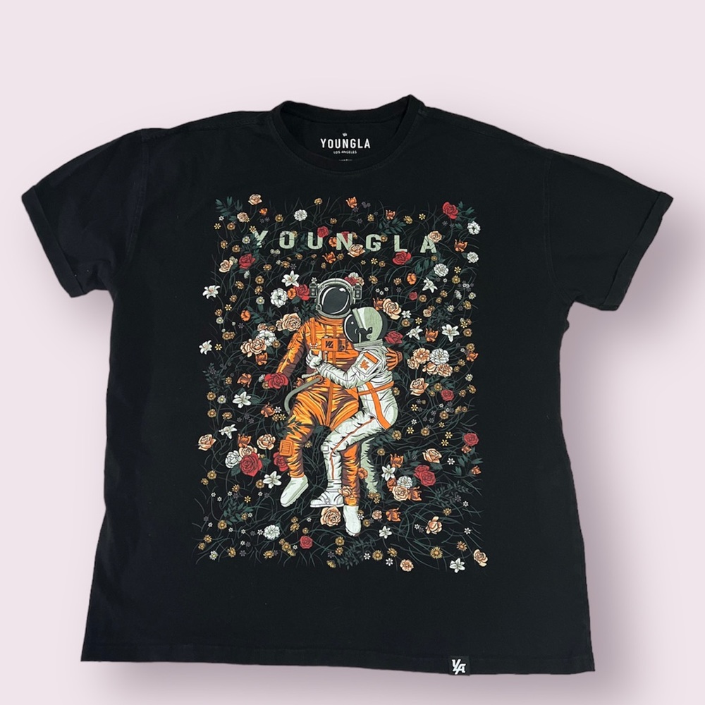 YoungLA Black Astronaut Floral Tee